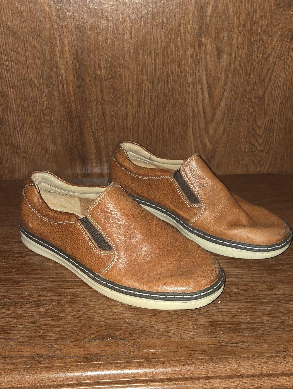 Johnston & Murphy Tan Leather Slip-On Loafers